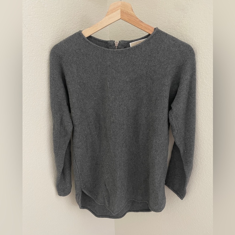 Michael Kors gray crewneck back zipper sweater size S